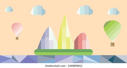 Low polygonal geometric island abstract vector