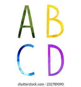 Low polygonal hand drawn vector alphabet. The vector Roman alphabet. For ui, web games, tablets, wallpapers, and patterns.