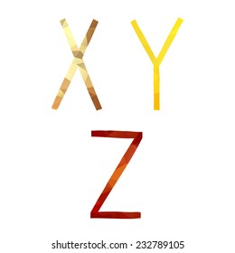 Low polygonal hand drawn vector alphabet. The vector Roman alphabet. For ui, web games, tablets, wallpapers, and patterns.