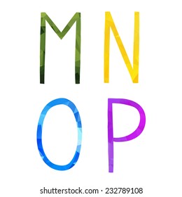 Low polygonal hand drawn vector alphabet. The vector Roman alphabet. For ui, web games, tablets, wallpapers, and patterns.