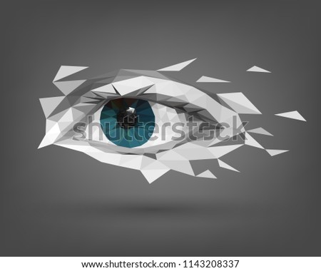 Low polygonal human eye, vision, blue pupil, creative look