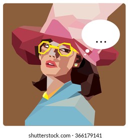 Low polygonal illustration pop art women