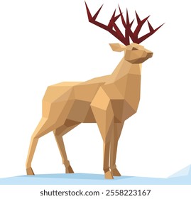 low polygonal illustration vector low poly deer with space for text stag christmas graphic element