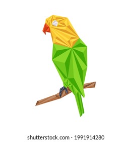 Low polygonal lovebird portrait. Vector image of lovebird on a white background.