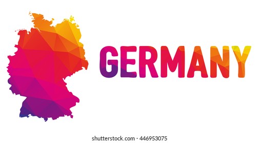 Low polygonal map of Germany in warm colors, Deutschland, Federal Republic of Germany  - Europe, EU, G8; Mosaic colorful, abstract, geometry, cartography icon