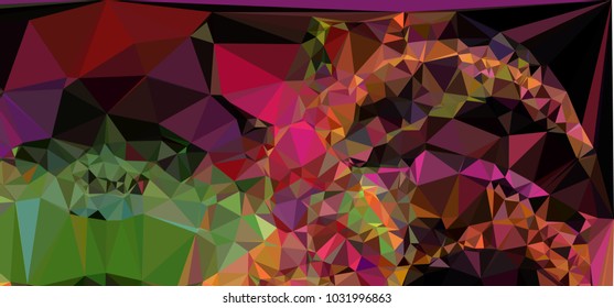 Low polygonal mosaic layout for horizontal banner, label, tag, flyer and  abstract web background. Copy space. Vector clip art.