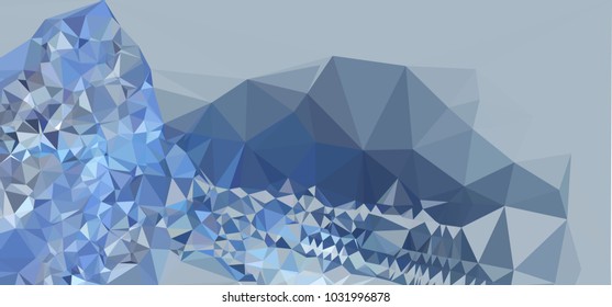 Low polygonal mosaic layout for horizontal banner, label, tag, flyer and  abstract web background. Copy space. Vector clip art.
