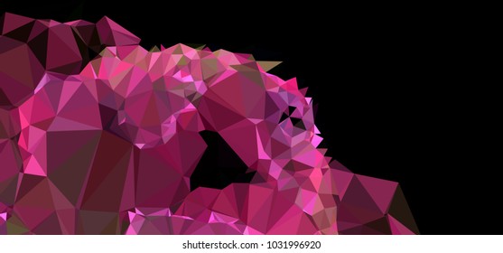 Low polygonal mosaic layout for horizontal banner, label, tag, flyer and  abstract web background. Copy space. Vector clip art.