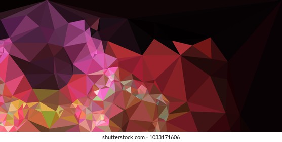 Low polygonal mosaic layout for horizontal banner, label, tag, flyer and abstract web background. Copy space. Vector clip art.