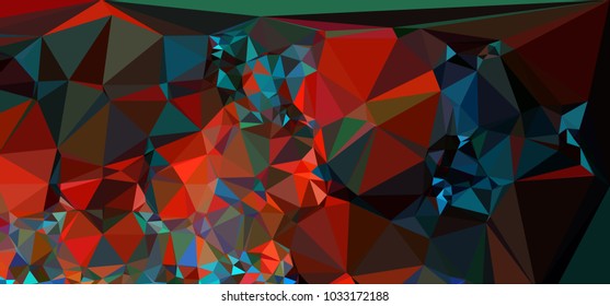 Low polygonal mosaic layout for horizontal banner, label, tag, flyer and abstract web background. Copy space. Vector clip art.