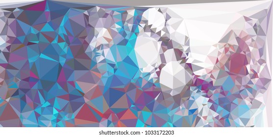 Low polygonal mosaic layout for horizontal banner, label, tag, flyer and abstract web background. Copy space. Vector clip art.