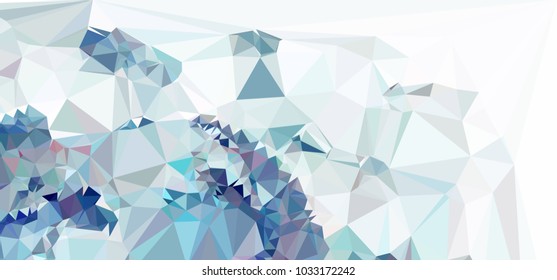 Low polygonal mosaic layout for horizontal banner, label, tag, flyer and abstract web background. Copy space. Vector clip art.