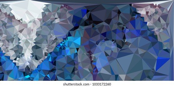 Low polygonal mosaic layout for horizontal banner, label, tag, flyer and abstract web background. Copy space. Vector clip art.