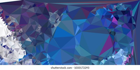 Low polygonal mosaic layout for horizontal banner, label, tag, flyer and abstract web background. Copy space. Vector clip art.