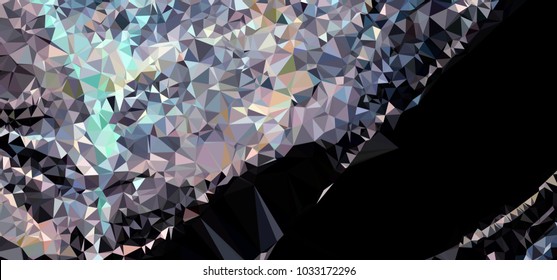 Low polygonal mosaic layout for horizontal banner, label, tag, flyer and abstract web background. Copy space. Vector clip art.