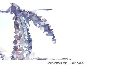 Low polygonal mosaic layout for horizontal banner, label, tag, flyer and abstract web background. Copy space. Vector clip art.