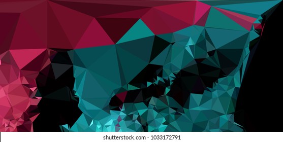 Low polygonal mosaic layout for horizontal banner, label, tag, flyer and abstract web background. Copy space. Vector clip art.