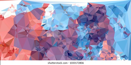 Low polygonal mosaic layout for horizontal banner, label, tag, flyer and abstract web background. Copy space. Vector clip art.