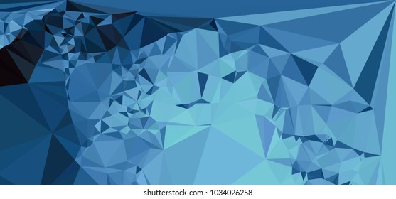 Low polygonal mosaic layout for horizontal banner, label, tag, flyer and abstract web background. Copy space. Vector clip art.