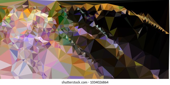 Low polygonal mosaic layout for horizontal banner, label, tag, flyer and abstract web background. Copy space. Vector clip art.