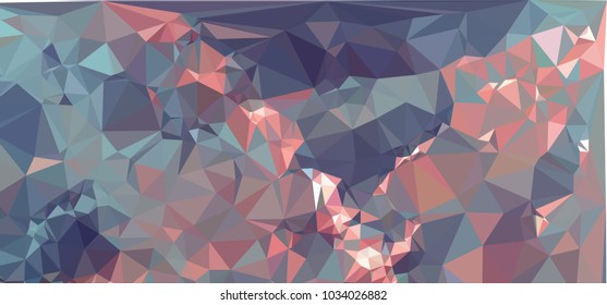 Low polygonal mosaic layout for horizontal banner, label, tag, flyer and abstract web background. Copy space. Vector clip art.
