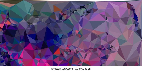 Low polygonal mosaic layout for horizontal banner, label, tag, flyer and abstract web background. Copy space. Vector clip art.