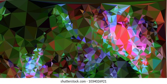 Low polygonal mosaic layout for horizontal banner, label, tag, flyer and abstract web background. Copy space. Vector clip art.