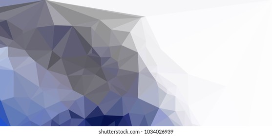 Low polygonal mosaic layout for horizontal banner, label, tag, flyer and abstract web background. Copy space. Vector clip art.