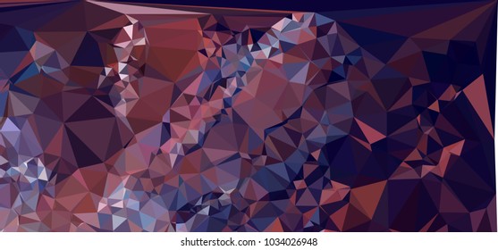 Low polygonal mosaic layout for horizontal banner, label, tag, flyer and abstract web background. Copy space. Vector clip art.
