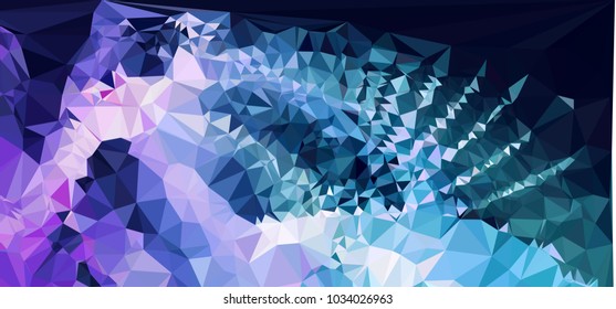 Low polygonal mosaic layout for horizontal banner, label, tag, flyer and abstract web background. Copy space. Vector clip art.