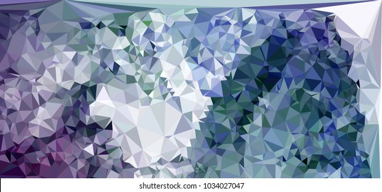 Low polygonal mosaic layout for horizontal banner, label, tag, flyer and abstract web background. Copy space. Vector clip art.