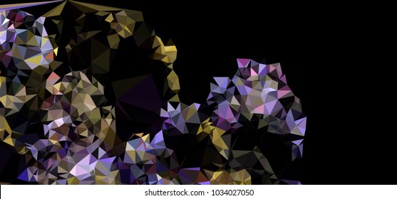 Low polygonal mosaic layout for horizontal banner, label, tag, flyer and abstract web background. Copy space. Vector clip art.
