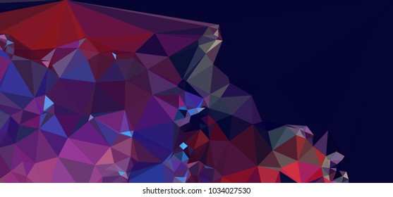 Low polygonal mosaic layout for horizontal banner, label, tag, flyer and abstract web background. Copy space. Vector clip art.