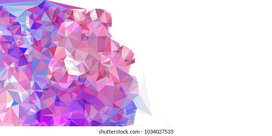 Low polygonal mosaic layout for horizontal banner, label, tag, flyer and abstract web background. Copy space. Vector clip art.