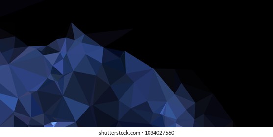 Low polygonal mosaic layout for horizontal banner, label, tag, flyer and abstract web background. Copy space. Vector clip art.