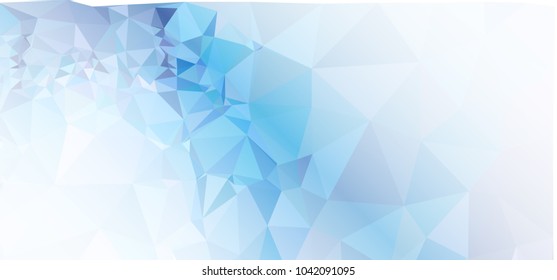 Low polygonal mosaic layout for horizontal banner, label, tag, flyer and abstract web background. Copy space. Vector clip art.