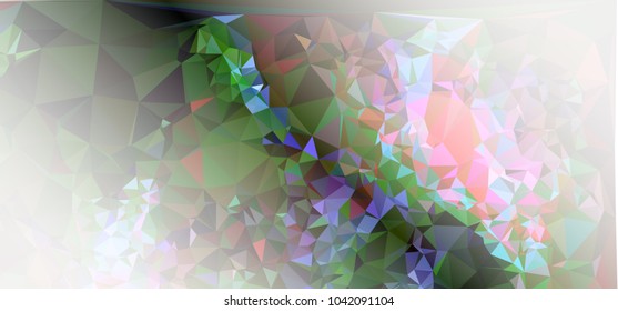 Low polygonal mosaic layout for horizontal banner, label, tag, flyer and abstract web background. Copy space. Vector clip art.