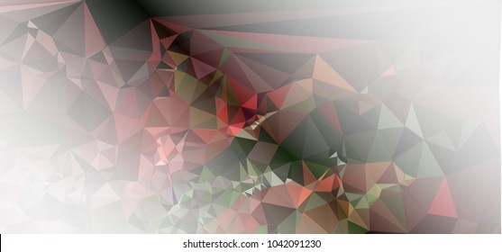 Low polygonal mosaic layout for horizontal banner, label, tag, flyer and abstract web background. Copy space. Vector clip art.