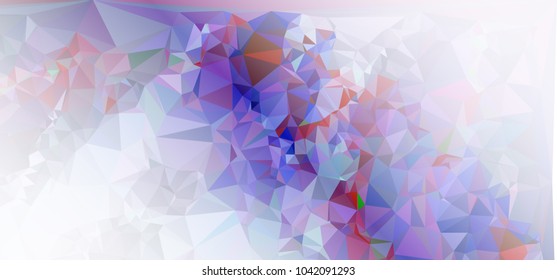 Low polygonal mosaic layout for horizontal banner, label, tag, flyer and abstract web background. Copy space. Vector clip art.
