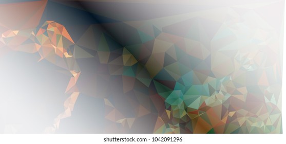 Low polygonal mosaic layout for horizontal banner, label, tag, flyer and abstract web background. Copy space. Vector clip art.