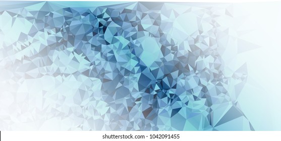 Low polygonal mosaic layout for horizontal banner, label, tag, flyer and abstract web background. Copy space. Vector clip art.