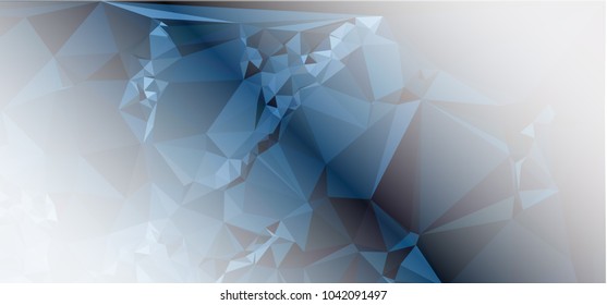 Low polygonal mosaic layout for horizontal banner, label, tag, flyer and abstract web background. Copy space. Vector clip art.