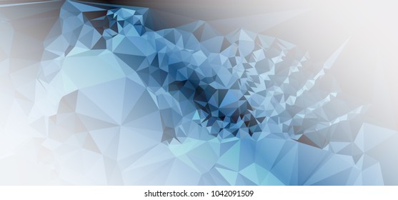 Low polygonal mosaic layout for horizontal banner, label, tag, flyer and abstract web background. Copy space. Vector clip art.