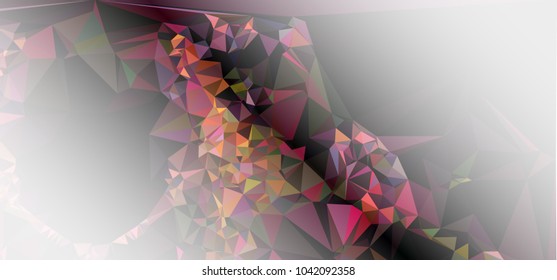 Low polygonal mosaic layout for horizontal banner, label, tag, flyer and abstract web background. Copy space. Vector clip art.