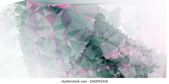 Low polygonal mosaic layout for horizontal banner, label, tag, flyer and abstract web background. Copy space. Vector clip art.