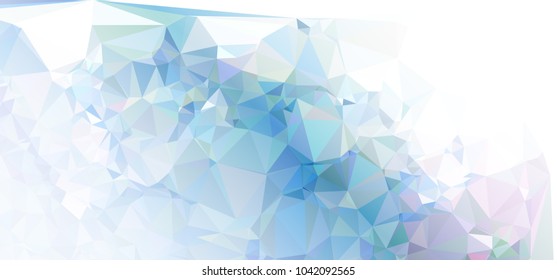 Low polygonal mosaic layout for horizontal banner, label, tag, flyer and abstract web background. Copy space. Vector clip art.