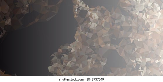 Low polygonal mosaic layout for horizontal banner, label, tag, flyer and abstract web background. Copy space. Vector clip art.