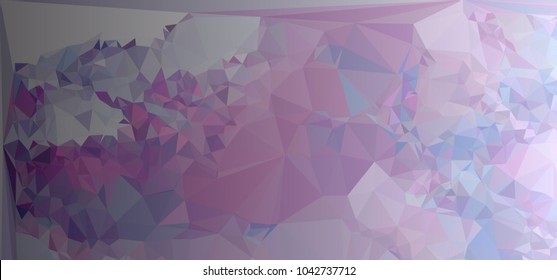 Low polygonal mosaic layout for horizontal banner, label, tag, flyer and abstract web background. Copy space. Vector clip art.