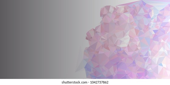 Low polygonal mosaic layout for horizontal banner, label, tag, flyer and abstract web background. Copy space. Vector clip art.