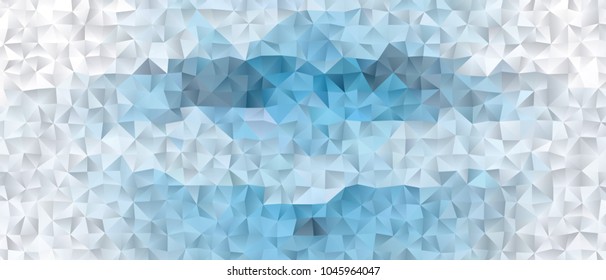 Low polygonal mosaic layout for horizontal banner, label, tag, flyer and abstract web background. Copy space. Vector clip art.